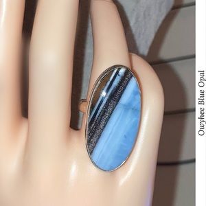 Sublime Owyhee Blue Opal Gemstone Chunky Handmade Ring